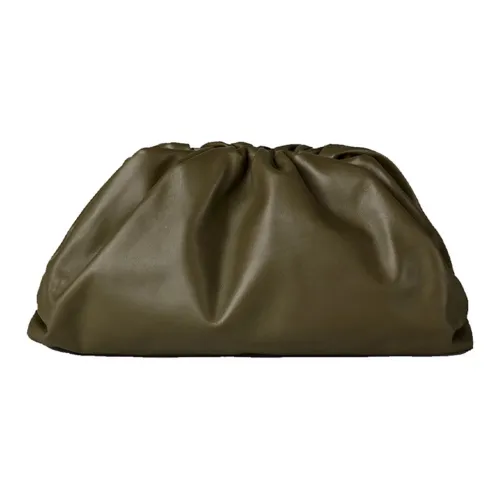 Bottega Veneta POUCH Облачная Сумка Телячья Кожа Клатч Женский Горчично-Зеленый