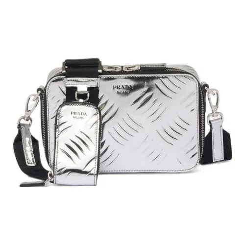 PRADA Brique Кожа Сумка через плечо Сумка на плечо Мужская Серебряная