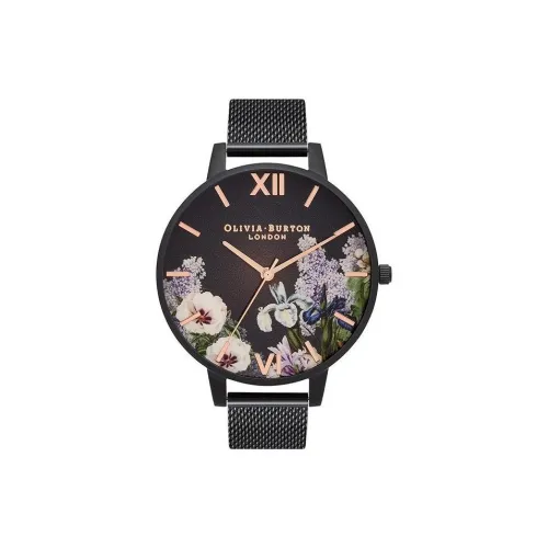 OLIVIA·BURTON Women's Watch Кварцевый механизм Ремешок из нержавеющей стали 38 мм Черный циферблат