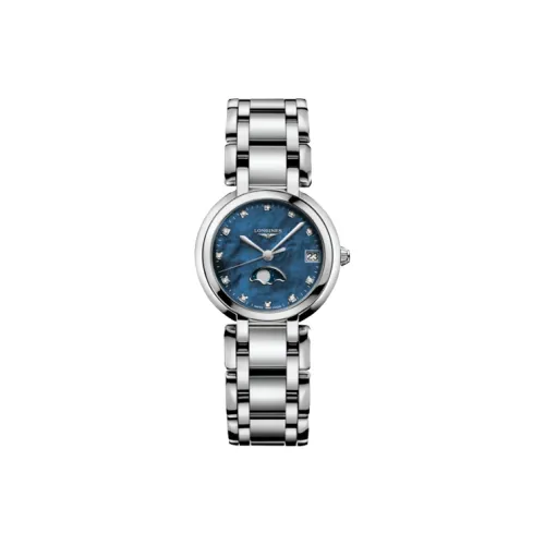 LONGINES Heart Moon Collection Кварцевый механизм Женские часы Часы 30,5 мм Синий циферблат Корпус из нержавеющей стали
