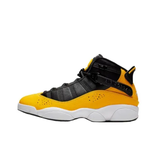 Jordan Air Jordan 6 Кольца Non Slip Легкий MID Топ Винтажные баскетбольные кроссовки Мужской Черный Желтый