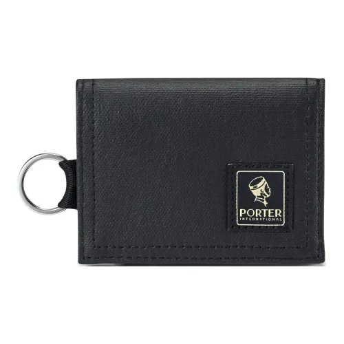 Porter PU (полиуретан) с кожаными вставками кошелек для монет унисекс черный
