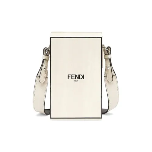 FENDI Телячья кожа Коробка Сумка Чехол для телефона Сумка через плечо Унисекс Белый