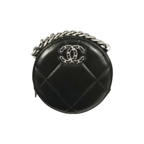 CHANEL 19Bag Lambskin Круглая Сумка Вечерняя Вечеринка Сумка Ручная Сумка через плечо Женская Черная