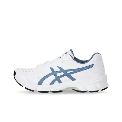 Asics Гель 195TR Устойчивый к истиранию Низкий Топ Спринт Беговые кроссовки Мужские Белый Синий 4E Ширина