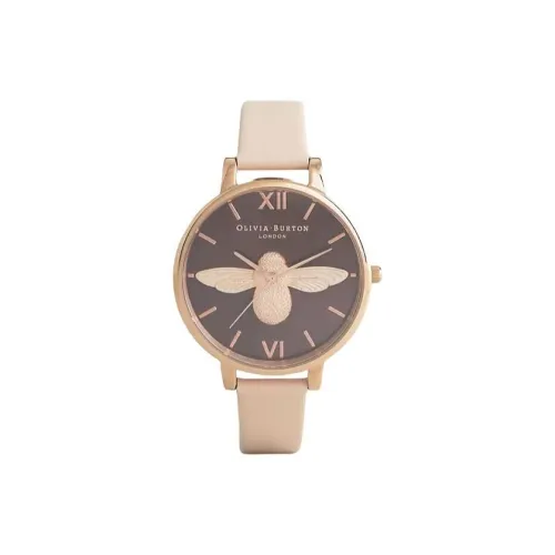 OLIVIA·BURTON Bee Series Наручные часы Кварцевый механизм Естественная кожа Ремешок 38 мм Серый циферблат Женские часы