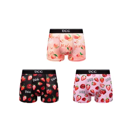 DGG 3 пачки Клубника Черный+Клубника Розовый+Персик 'Апельсин' Спелый Мужские боксер-шорты