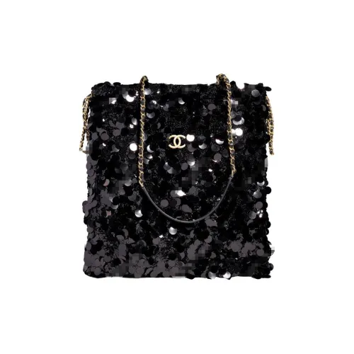 CHANEL Блестки Сумка Сумка через плечо Женская Черная