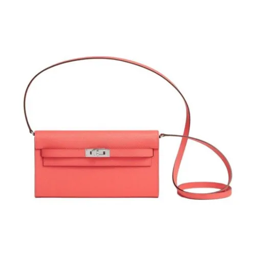HERMES Kelly To Go Эпсомская кожа Ручная Сумка через плечо Женская Розово-красная с Руж