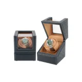 Синий страусья кожа + верблюжья шерсть [1 отделение для часов]