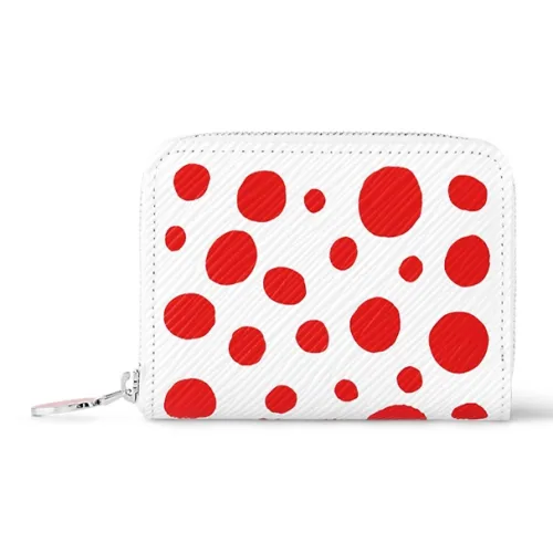 LOUIS VUITTON Yayoi Kusama Коллаборация Коровья кожа Кошелек для монет Кошелек Женский Белый Красный