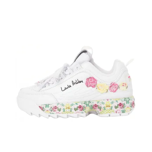 FILA Disruptor 2 LAURA Ashley×Foot Locker Atmos Устойчивый к истиранию Низкий Топ Повседневная обувь Женская Белый Розовый Желтый