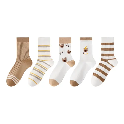 H YXIANG Носки Crew Женские 5 пар хаки