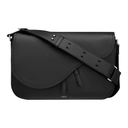 DIOR Седло Телячья кожа Седло Сумка Верхний клапан Сумка через плечо Мини Мужская Черная