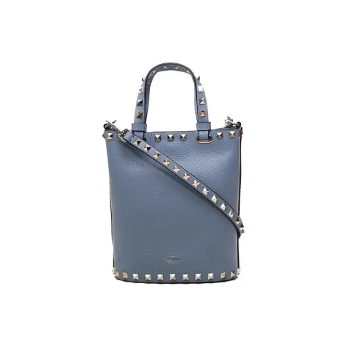 Valentino Rockstud Телячья кожа Ведрообразная сумка Сумка через плечо Сумка мини Женская Синяя