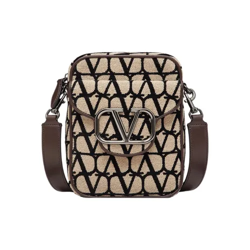 Valentino Locò Хлопок Сумка через плечо Мужская Бежевая Черная