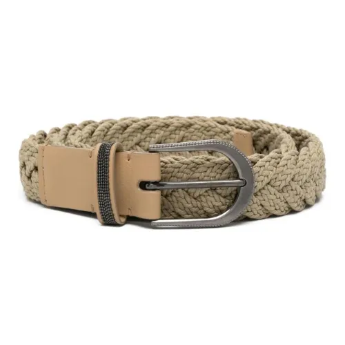 BRUNELLO CUCINELLI Ткани вязаные Дизайн Шпилька Ремень Женские Коричневый Ширина 3 см