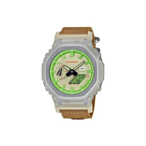 Г Shock Г Shock Кварцевый механизм Ткань Ремешок Часы 48,5*45,4 мм Унисекс Зеленый циферблат GA 2100HUF 5AJR