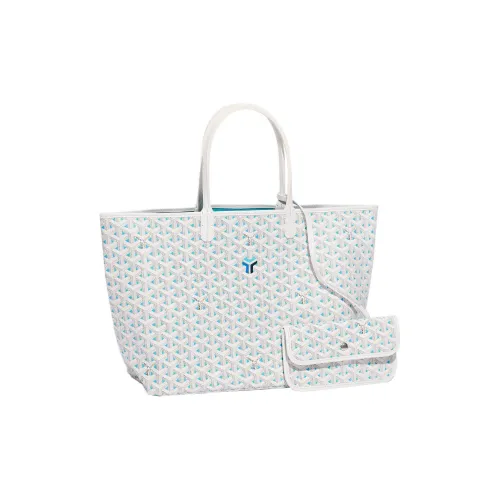 GOYARD Saint Louis Claire Voie Холст Телячья кожа Сумка через плечо Маленькая Унисекс Белый Бирюзовый
