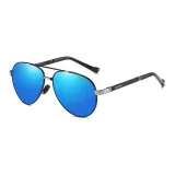 Черная серебряная оправа с поляризованными ледяными синими линзами + коробка