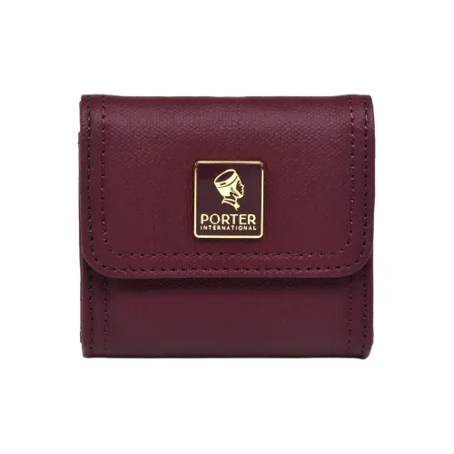 PORTER Хлопок с ПУ (полиуретан) Монетница Стандартный Унисекс Темно-красный