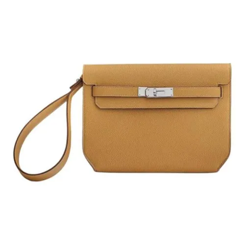 HERMES Kelly Depeches Коровья кожа Togo Клатч Мужской 4B Biscuit Цвет печенья