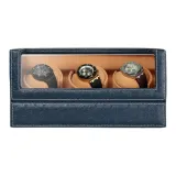 Синий страусиная кожа + верблюжья шерсть [3 слота для часов]