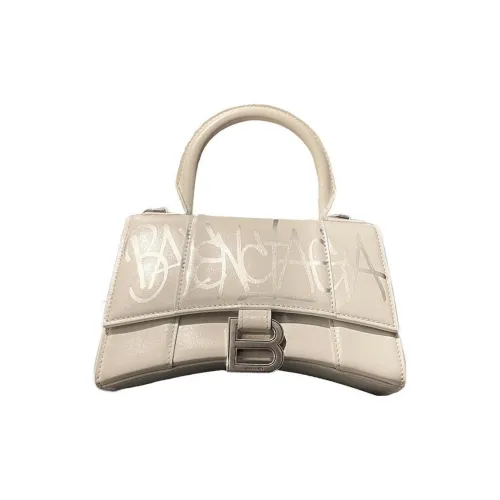 Balenciaga HOURGLASS Кожа Сумка Hourglass Портативная Сумка через плечо Мини Женский Белый