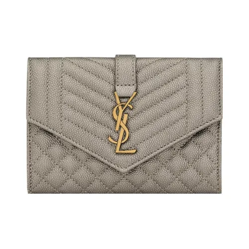 SAINT LAURENT Овечья кожа Конверт Сумка Кошелек Маленький Женский Bren Металл Цвет