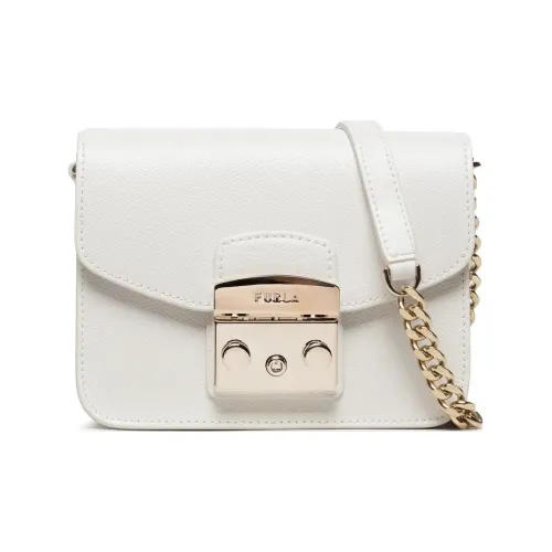 Furla Metropolis Collection Коровья кожа Маленькая квадратная сумка Сумка через плечо Мини Женская Белая