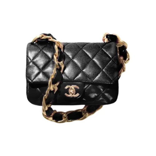CHANEL Lambskin Flap Bag Crossbody Bag Shoulder Bag Crossbody Bag Small Women's Black
