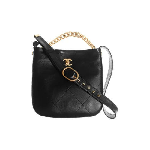 CHANEL Телячья кожа Сумка-хобо Сумка через плечо Сумка на плечо Сумка для женщин Черный
