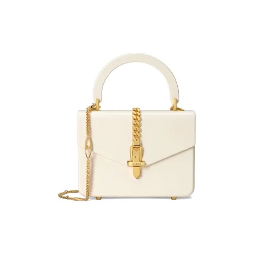 GUCCI Sylvie 1969 Акриловая коробка сумка с цепочкой сумка через плечо мини сумка женская белая