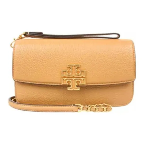 TORY BURCH Britten Коровья кожа Маленькая квадратная сумка через плечо Маленькая женская Светло-коричневая