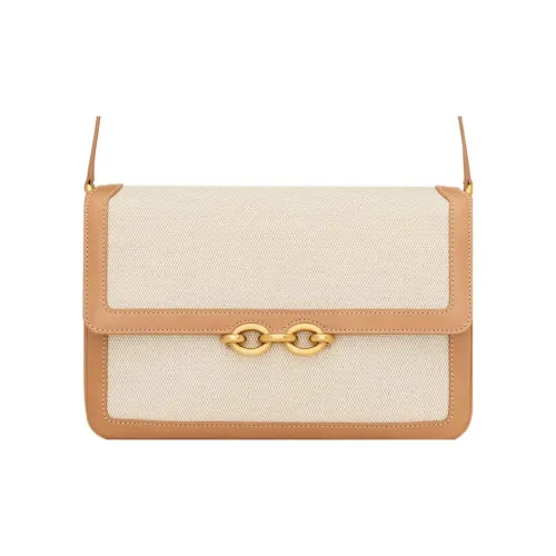 SAINT LAURENT LE MAILLON Корова Кожа Хлопок Сумка через плечо Женская Золотисто-коричневая