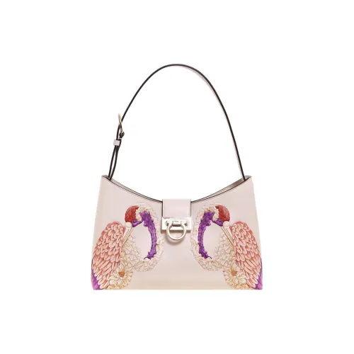 FERRAGAMO Trifolio Коровья кожа крупнозернистая Сумка-хобо Сумка Сумка через плечо Женская Светло-розовая
