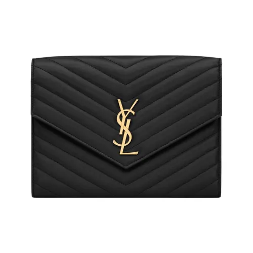 SAINT LAURENT Овчина Конверт Сумка Клатч Женская Черная