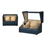 Синий страусиная кожа + верблюжья шерсть [2 слота для часов]