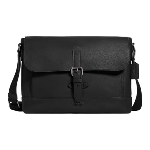 COACH Коровья кожа Доска для ноутбука Курьерская сумка Сумка через плечо Стандартная Мужская Черная