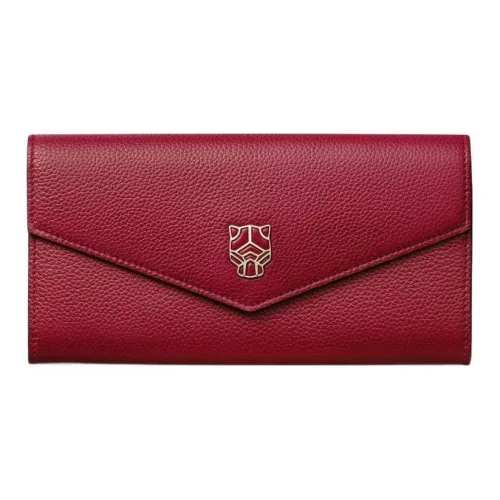 Cartier Кожаные Аксессуары Panthère De Cartier, Футляр Для Кредитных Карт Телячья Кожа Бордового Цвета, Позолоченная Отделка И Отделка Из Эмали Бордового Цвета