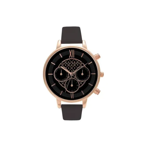 OLIVIA·BURTON Наручные часы Кварцевый механизм Кожаный ремешок 38 мм Черный циферблат Женские часы OB15CG44