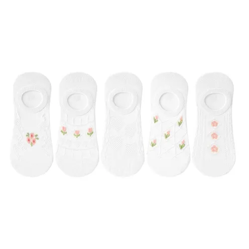 H YXIANG No Show Носки Женские 5 пар Белые