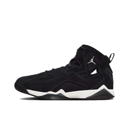 Джордан True Flight Амортизаторы Slip-resistant MID Топ Винтажные баскетбольные кроссовки Мужской Черный Белый