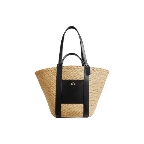 COACH Солома Целлюлозный материал Одно плечо Сумка Большой Женские Натуральный
