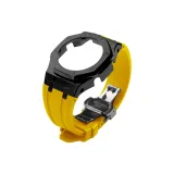 Черный стальной корпус + желтый ремешок + черная застежка-бабочка + инструмент