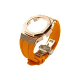 Розовый стальной корпус + оранжевый ремешок + розовая застежка-бабочка + инструмент