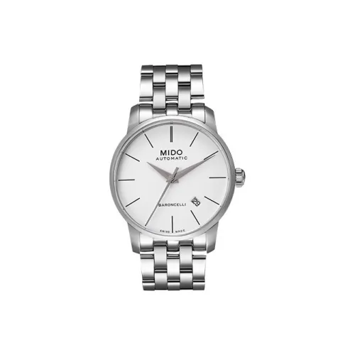 MIDO Автоматический Механический Механизм Мужские Часы Baroncelli 38 мм Белые