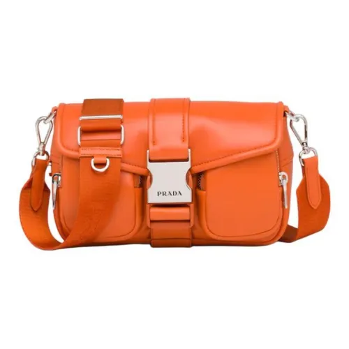 PRADA Переработанный нейлон с овчиной Сумка через плечо Сумка на плечо Женская Папайя Оранжевый