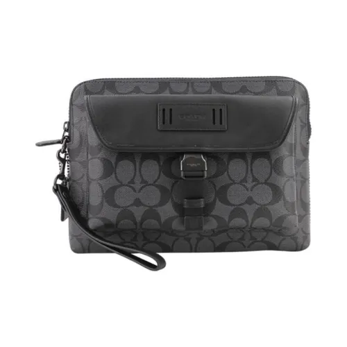 COACH Ranger Коровья кожа Монетница Клатч Средний Мужской Черный Серый