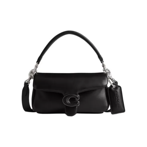 COACH Pillow Кожа Сумка через плечо Маленькая Женская Серебряный и Черный